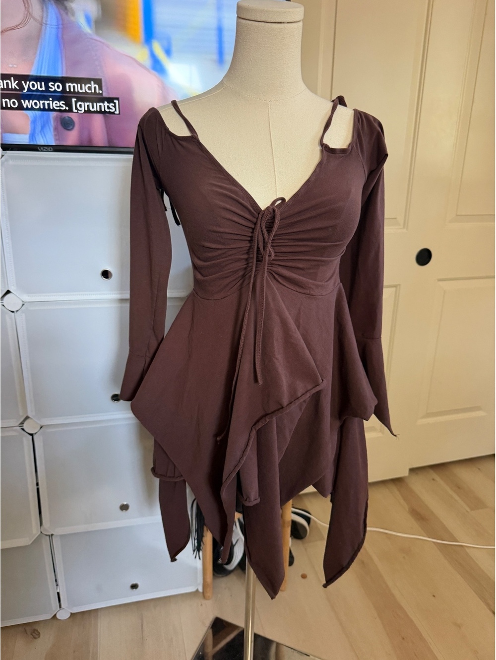 Current Mood Brown Long Sleeve Asymmetric Hem Top Size 1X